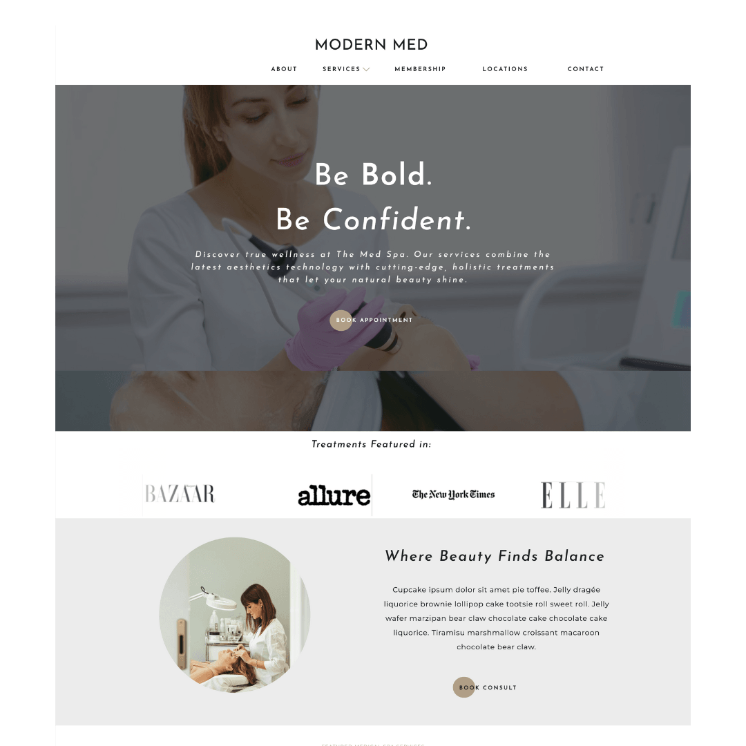 Modern Med Spa Showit Template - Reval Creative