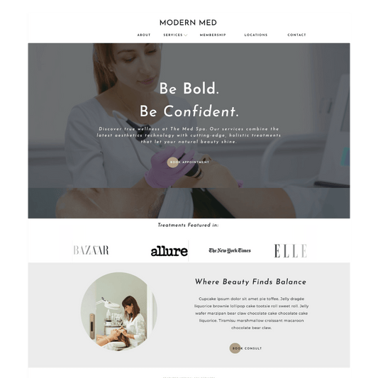 Modern Med Spa Showit Template - Reval Creative