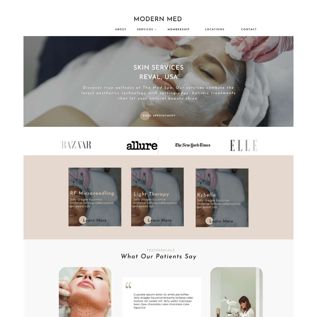 Modern Med Spa Showit Template - Reval Creative